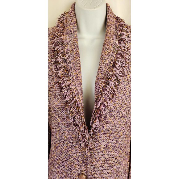 St.John Collection Purple Fringed Edges Knit Jacket 4 - Picture 2 of 7